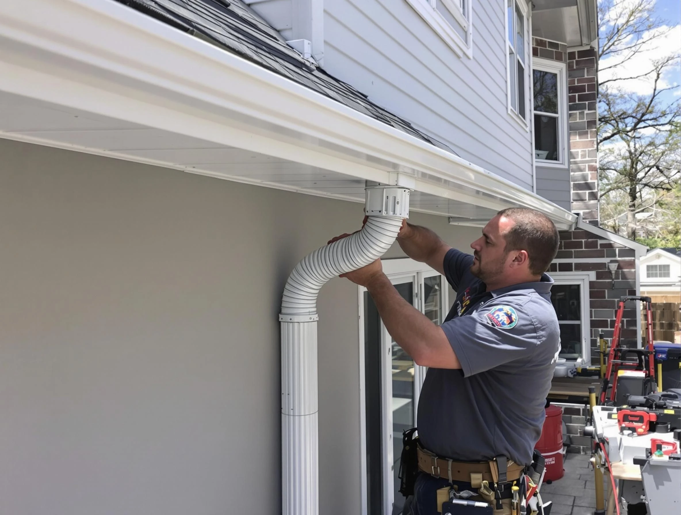 Downspouts installed by Akron Roofing Company to guide water away in Akron, OH
