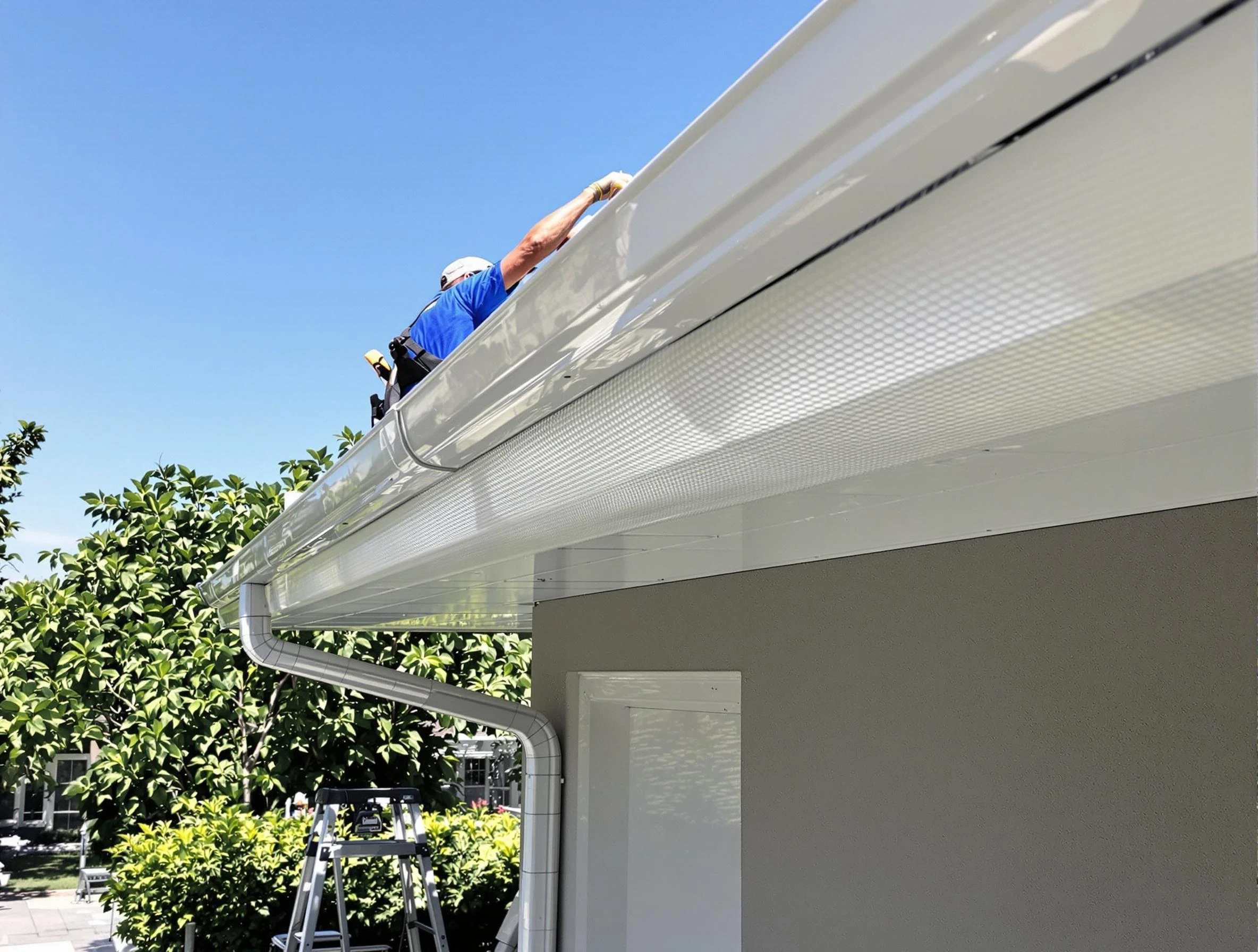Debris-free gutter guard system by Akron Roofing Company in Akron, OH