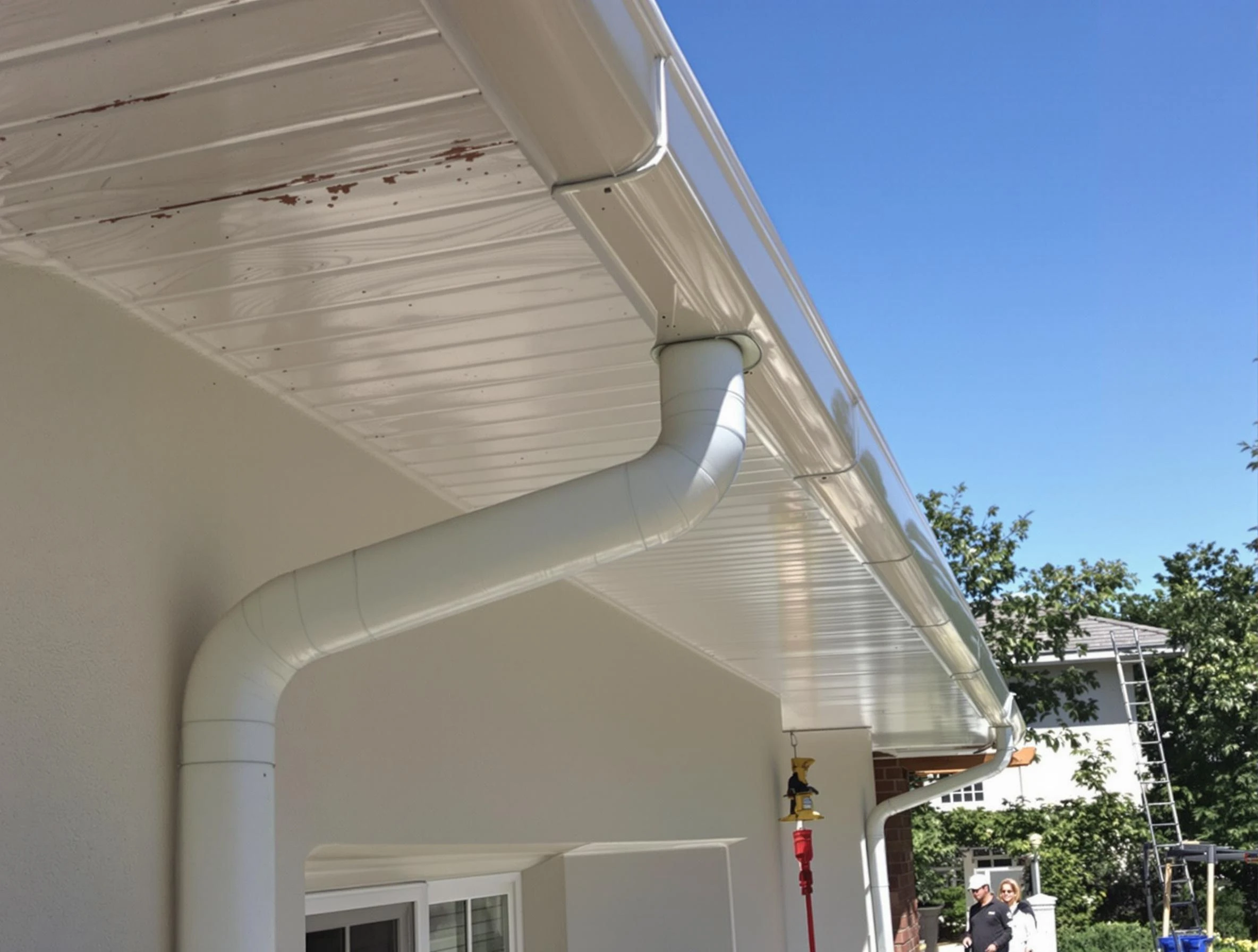 On-site seamless gutter fabrication by Akron Roofing Company in Akron, OH